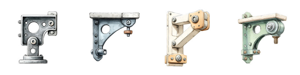 Vintage Mechanical Bracket Collection: Steampunk Style Industrial Design Elements