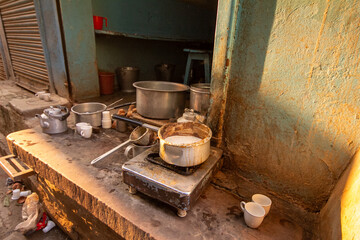 A street vendor in India. Perfect for travel and documentary projects, highlighting daily life and...