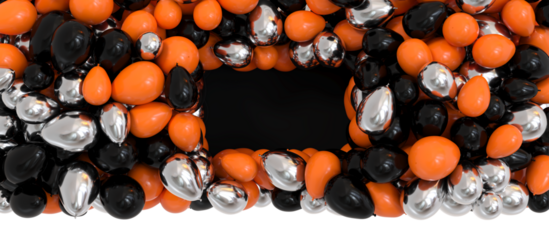 frame with blank white empty space, surrounded by halloween colored balloons