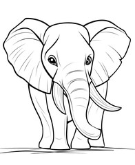 Naklejka premium Coloring for children and adults, coloring of the animal world, elephant.
