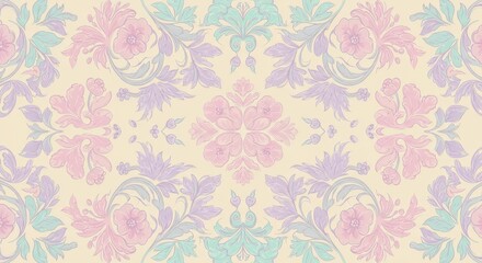 Pastel Floral Pattern: Elegant Repeating Decorative Design.