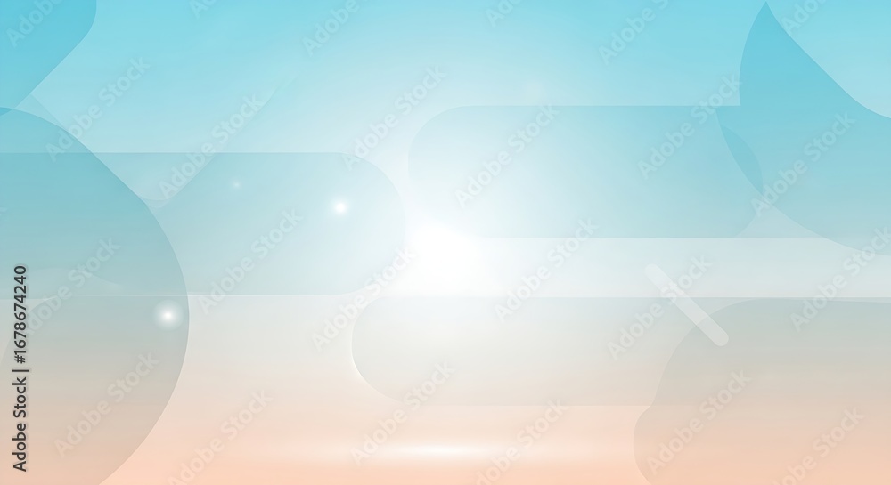 Poster abstract background with soft blue and peach gradient and rounded shapes