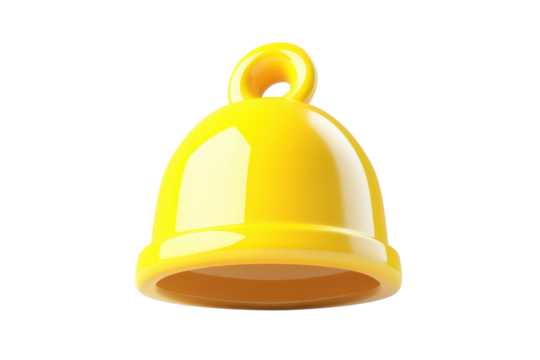Bright yellow bell isolated on transparent background. Yellow bell icon designed in a modern and glossy style isolated on white background.