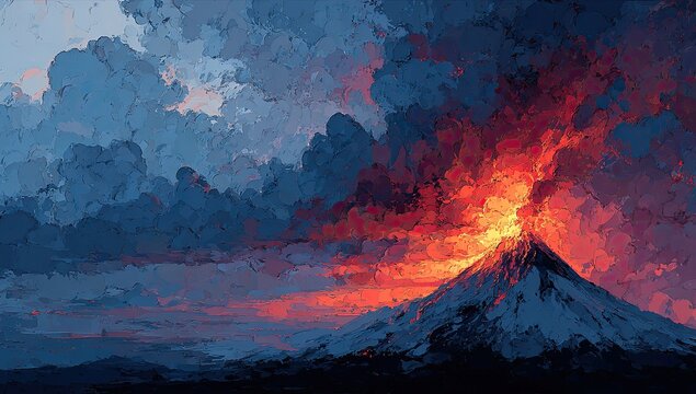 Volcanic eruption panorama