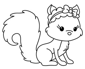 Fototapeta premium Coloring for children and adults, coloring of the animal world, squirrel.