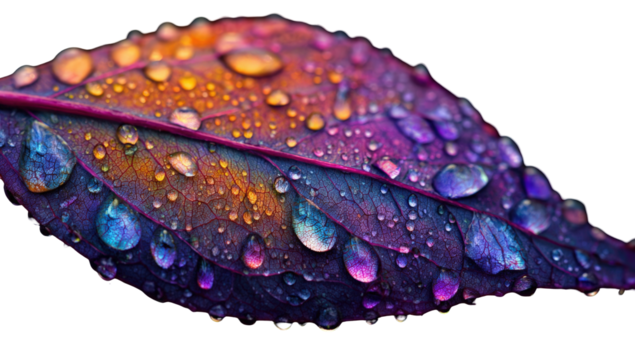 Colorful leaf with water droplets