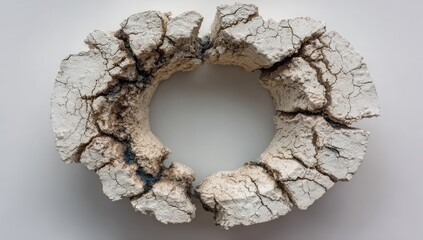 Ceramic ring, cracked, light beige, dark accents