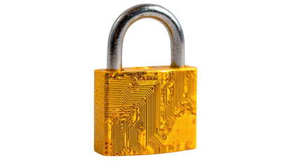 Gold padlock with circuit board design
