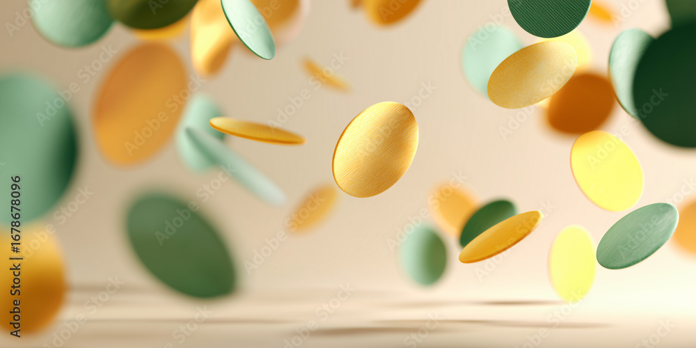 Aufkleber Abstract image of colorful circles floating in the air, a playful and dynamic display of shapes and colors