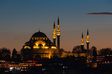 Fototapeta premium Suleymaniye Mosque in Istanbul. Islamic or ramadan concept background