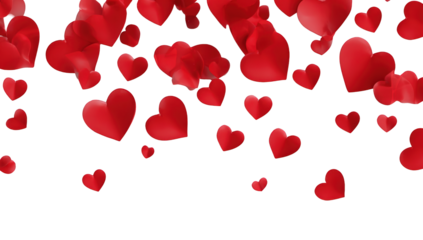 Red hearts falling against a black background
