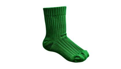 An isolated white sock presented against a solid color displaying textile detail and minimalist