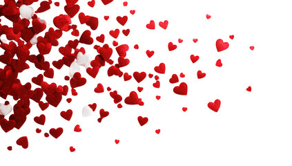 Red and white hearts, falling