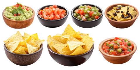 Salsa and Chips Set PNG on White Background
