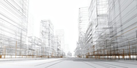 Architectural blueprint of a city street