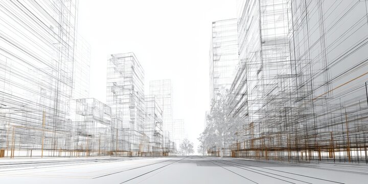 Architectural blueprint of a city street