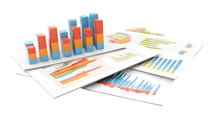 Dynamic business data analysis with vibrant charts and graphs for strategy and growth  isolated on white background