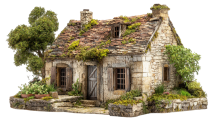Miniature stone cottage with garden