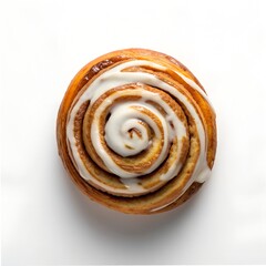 Fototapeta premium Indulge in the delightful swirls of a freshly baked cinnamon roll with creamy frosting perfect for breakfast
