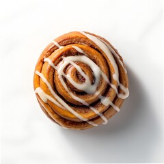 Fototapeta premium Indulge in a delicious cinnamon roll dripping with sweet icing perfect for breakfast or a tasty dessert