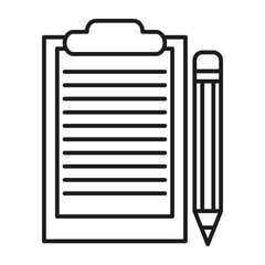 Pencil writing document. Clipboard illustration. Business management Vector. Office supply icon.