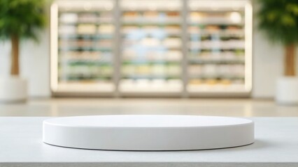 Minimalist white circular platform on clean background — modern product display