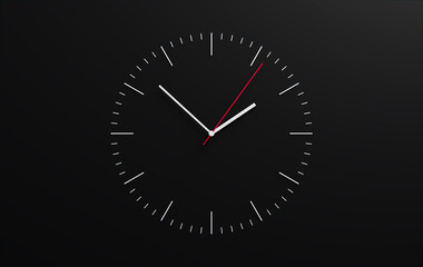Modern 3D Clock Design on Black Wall Background, Time Concept Background