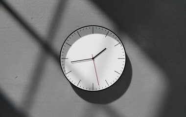 Modern 3D Clock Design on Concrete Wall Background, Time Concept Background