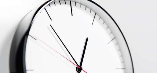 Modern 3D Clock Design on White Wall Background Displaying Time