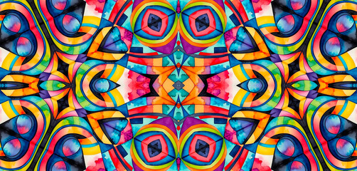 Fototapeta premium Bright multicolor background with abstract kaleidoscopic pattern