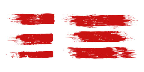 Straight red ink vector lines pack. Bloody color long and round hand-drawn brushstroke text highlights abstract design © Rizki