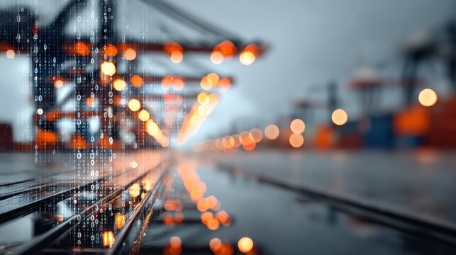 Futuristic Digital Port High-Tech Cranes and Data-Driven Logistics Integration Solutions