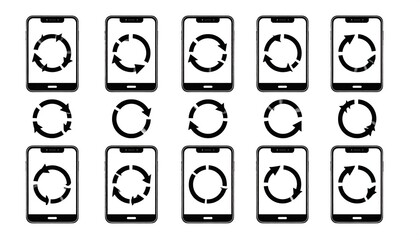 Mobile phone icons with refresh symbol