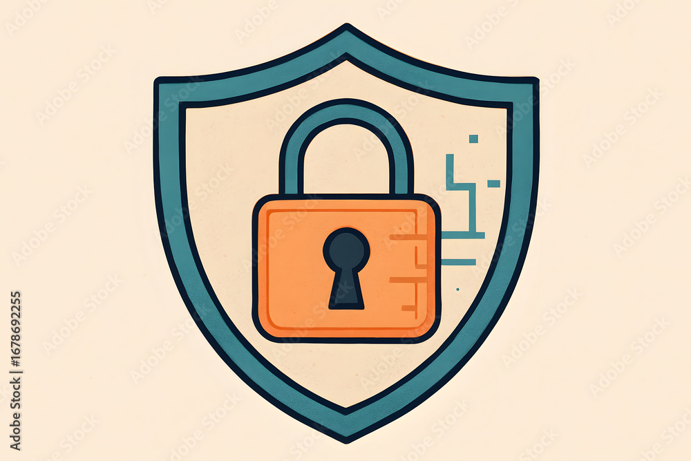 Poster digital fortress: a sleek, modern shield of protection against digital vulnerabilities, featuring a 
