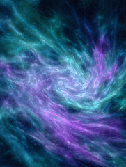 Fototapeta premium Swirling cosmic nebula in blues and purples. Abstract art, great for backgrounds, concepts of energy, the universe, spirituality, or imagination.