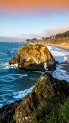 Obraz premium Coastal rock formation with seagull