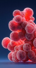 Cluster of vibrant,  pink,  fuzzy spheres.  Close-up,  3D  rendering.  Soft,  glowing light.  Dark  background