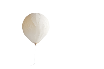 Single white balloon on a string isolated on transparent background. White balloon isolated on white background.