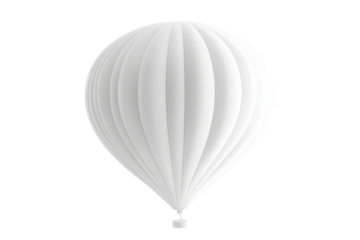 White hot air balloon isolated on transparent background. White balloon isolated on white background.