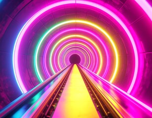 Neon tunnel with concentric rings