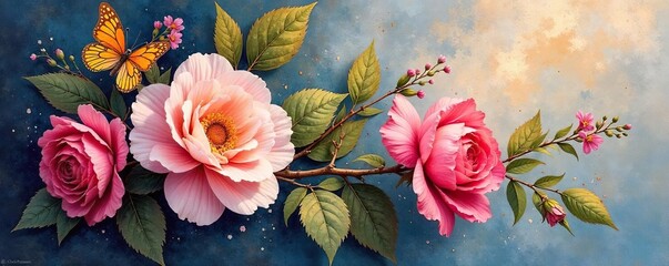 Luminous floral still life painted with a unique blend of watercolor and oil techniques Rich textures and vibrant colors create a captivating visual experience , artistic, shine, gallery