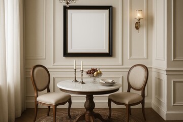 Neoclassical Interior, Classic Style Frame Mockup Blank Poster Luxury Wall Decor