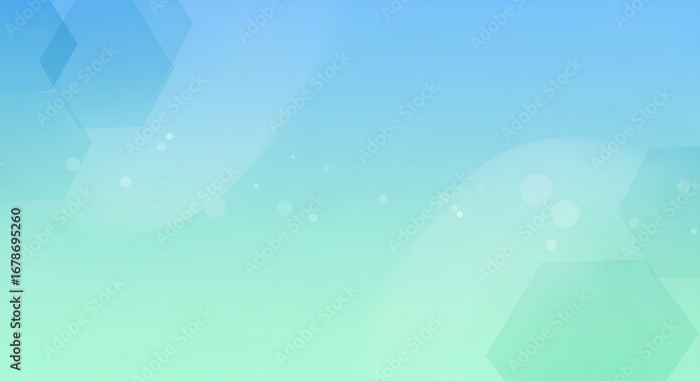 Poster abstract blue and green gradient background with subtle geometric shapes and bokeh effect