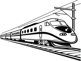Black illustration Modern Train Illustration Vector