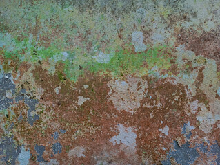 Abstract colorful mold on peeling paint wall
