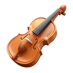 Fototapeta premium A miniature wooden violin with strings and tuning pegs isolated on transparent background