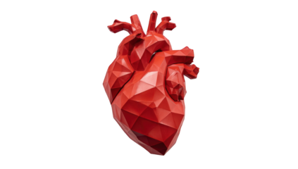 Polygonal heart graphic on black background