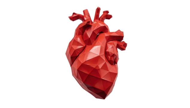 Polygonal heart graphic on black background