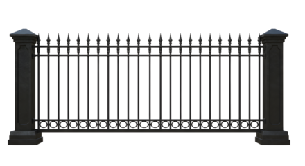 Elegant black metal fence with spear top design for classic architecture and garden landscape design