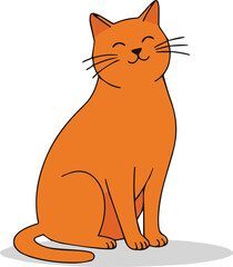 Obraz premium Charming orange cat with closed eyes and whiskers, sitting happily and looking forward